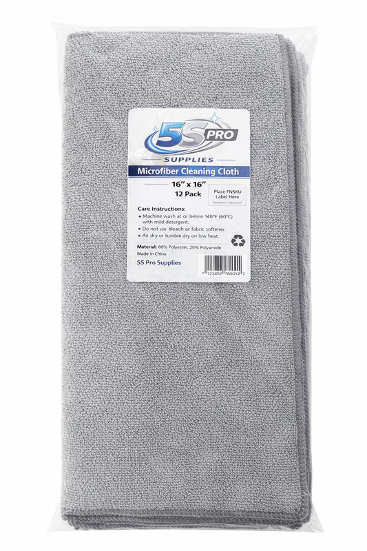 Microfiber Cleaning Cloth | 12 Pack | 16” x 16” | Gray gallery