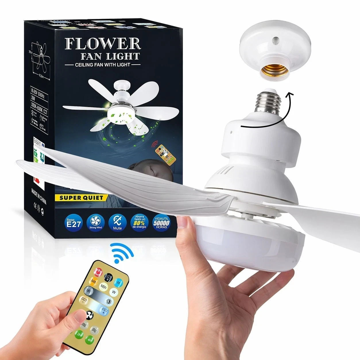 Socket Ceiling Fans With Lights And Remote- Socket Fan Light With Dimmable LED gallery