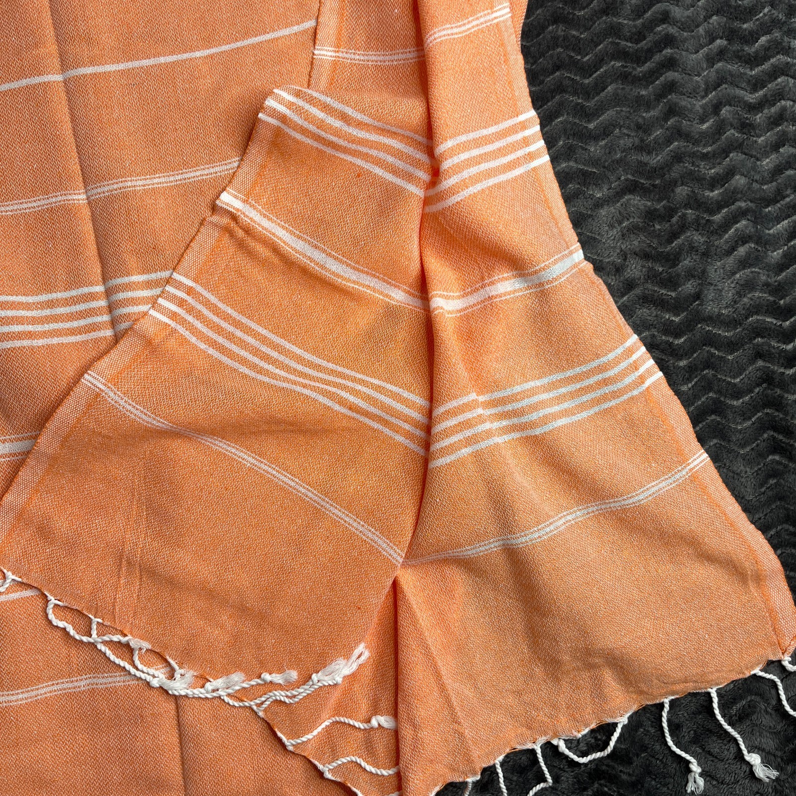 Turkish Beach Towel Large Size Sand-free 100% Cotton 39X70 Inches orange gallery
