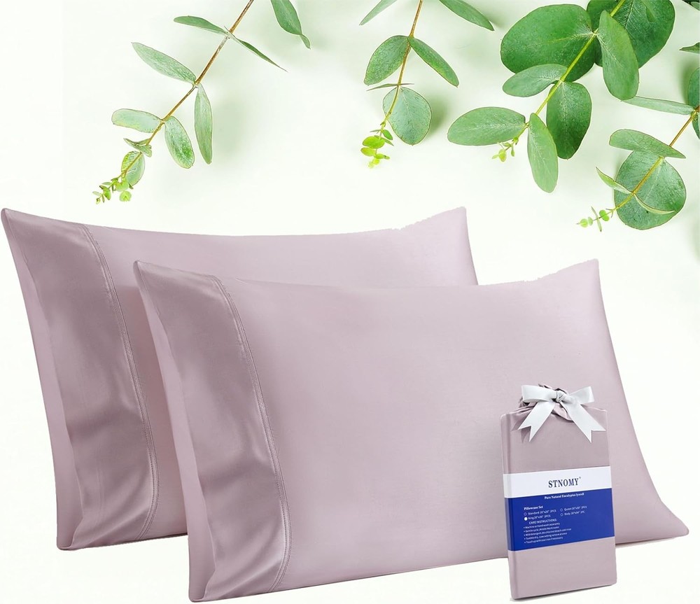 Premium 100% Eucalyptus Tencel Lyocell Cooling Pillowcase Set of 2 Moisture