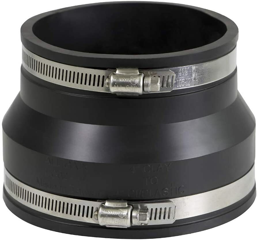 Flexible Rubber Coupling Connectors Stainless Steel Clamps Iron/PVC 4" x Clay 6" gallery