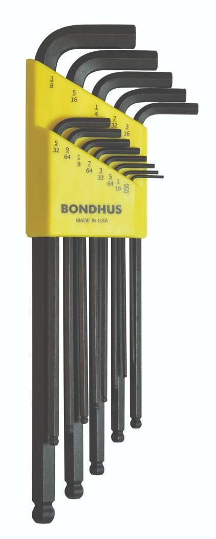 Bondhus 13 pc Ball End SAE Standard Inch Hex L Wrench Set .050 - 3/8in USA 10937 gallery