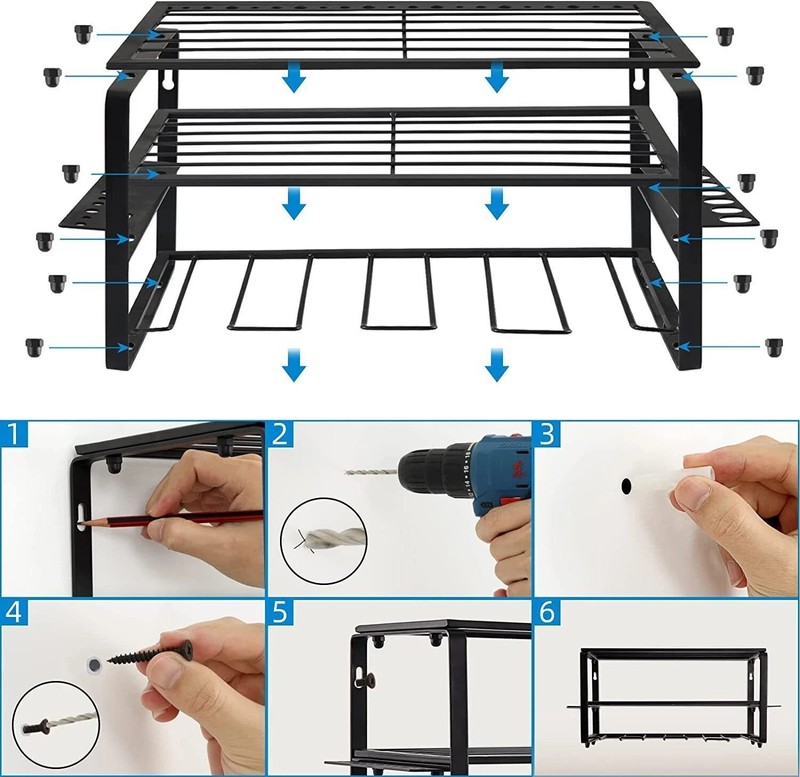 3Tiers Wall Mount Electric Drill Tool Storage Rack Power Tool Organizer w/4 Slot gallery