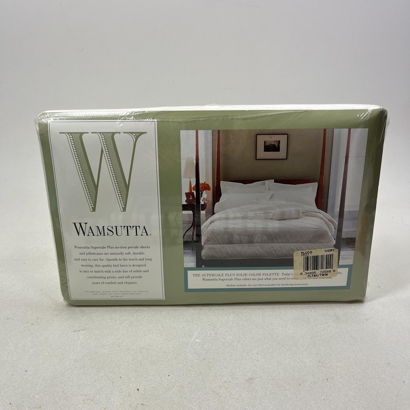 Wamsutta Beige Twin Flat Sheet Supercale Plus 200TC Cotton Blend Solid USA White gallery
