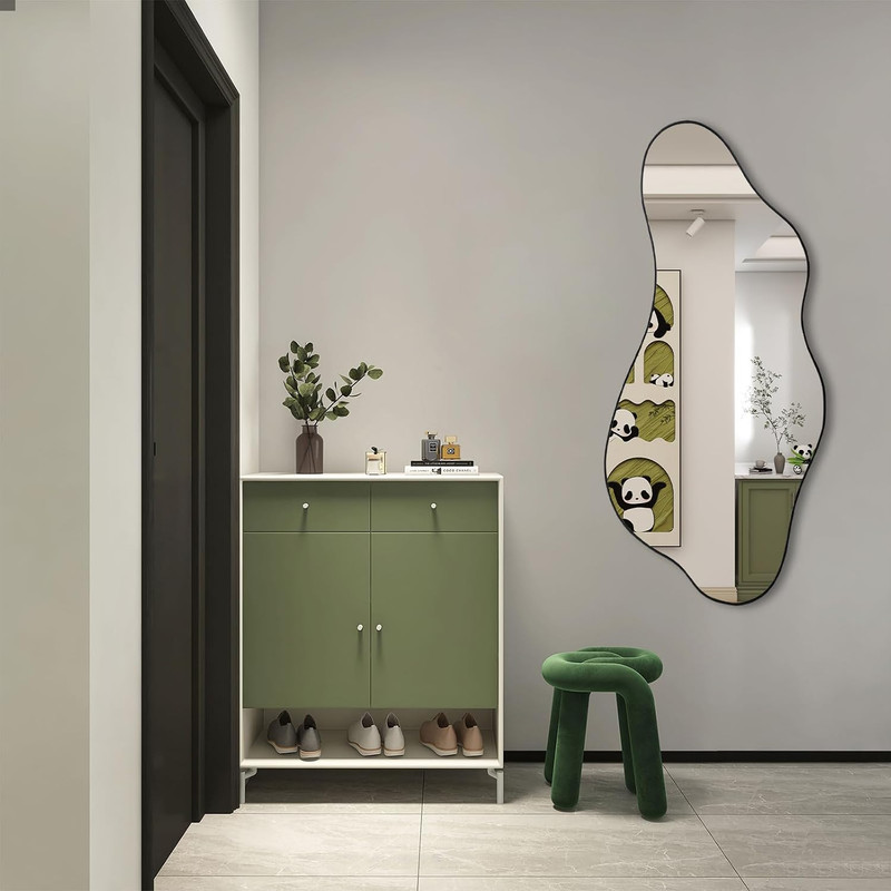 Irregular Frameless Mirror, 47.2"x21.6" Asymmetrical Aesthetic Wall Mirrors gallery