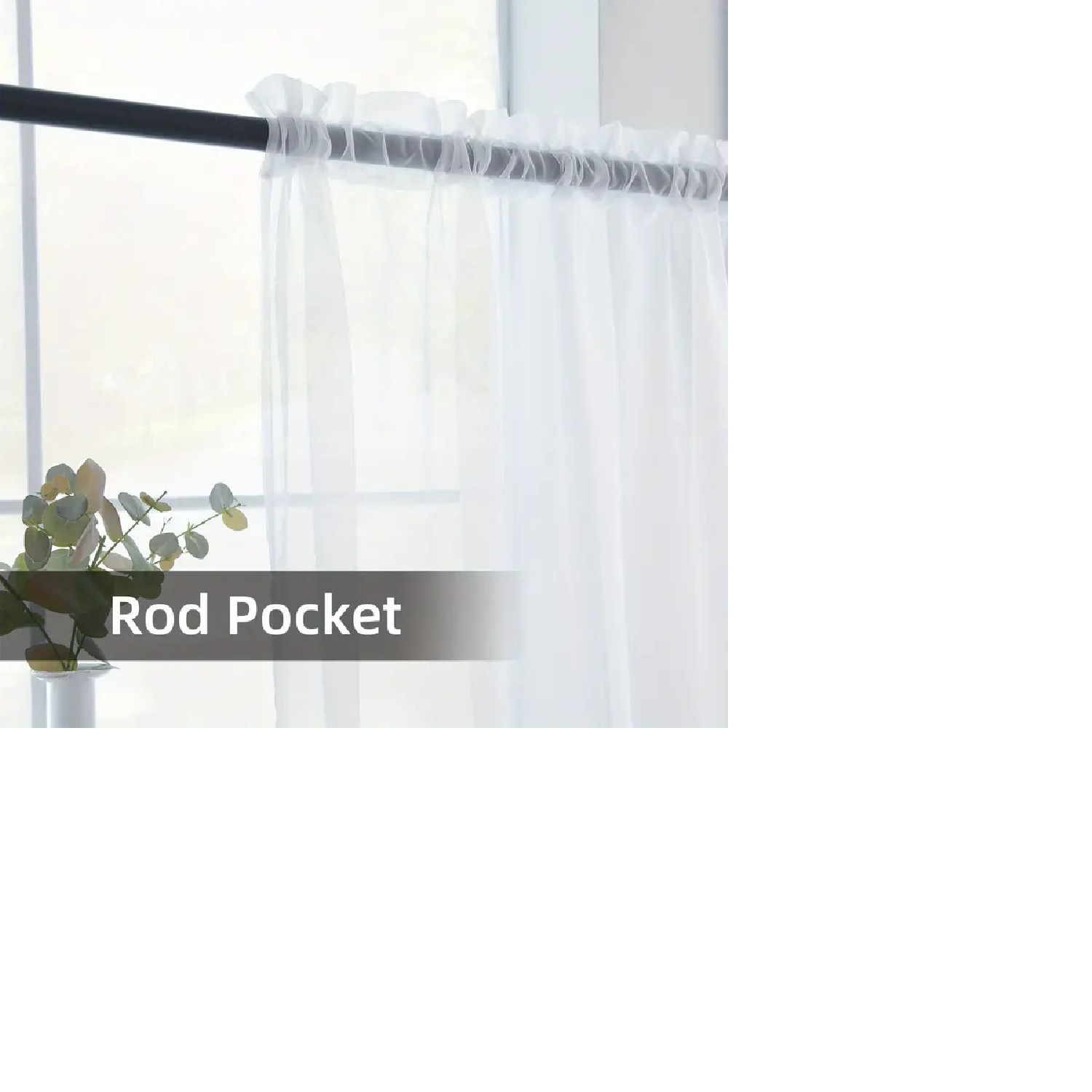 4 Panels ,Voile Sheer Window Curtains , Rod Pocket W52 x L90 gallery