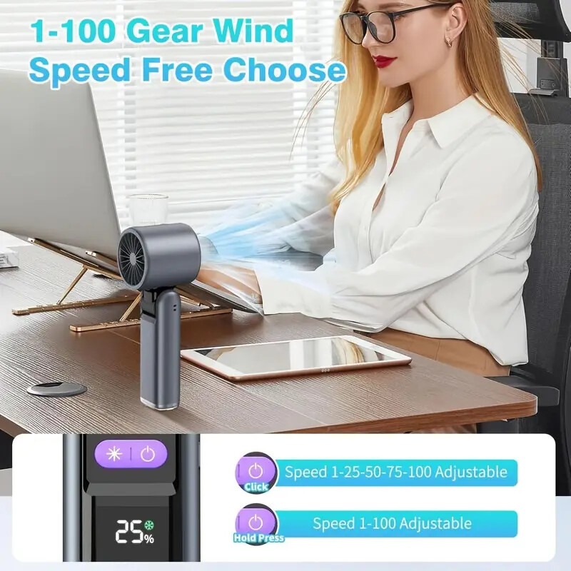 Foldable Portable Fan Stepless Speed Turbo Mini 4000mAh Ice Cooling Handheld Fan gallery