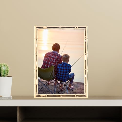 5" W x 7" H Metal Picture Frame with Bamboo Design (712257) 5x7 Single Gold gallery