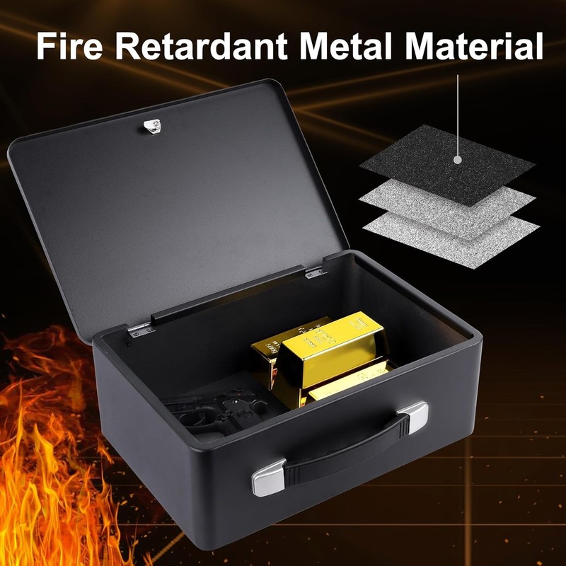 Fire Resistant Document Box with Key Lock Fireproof Safe Storge Security Chest gallery