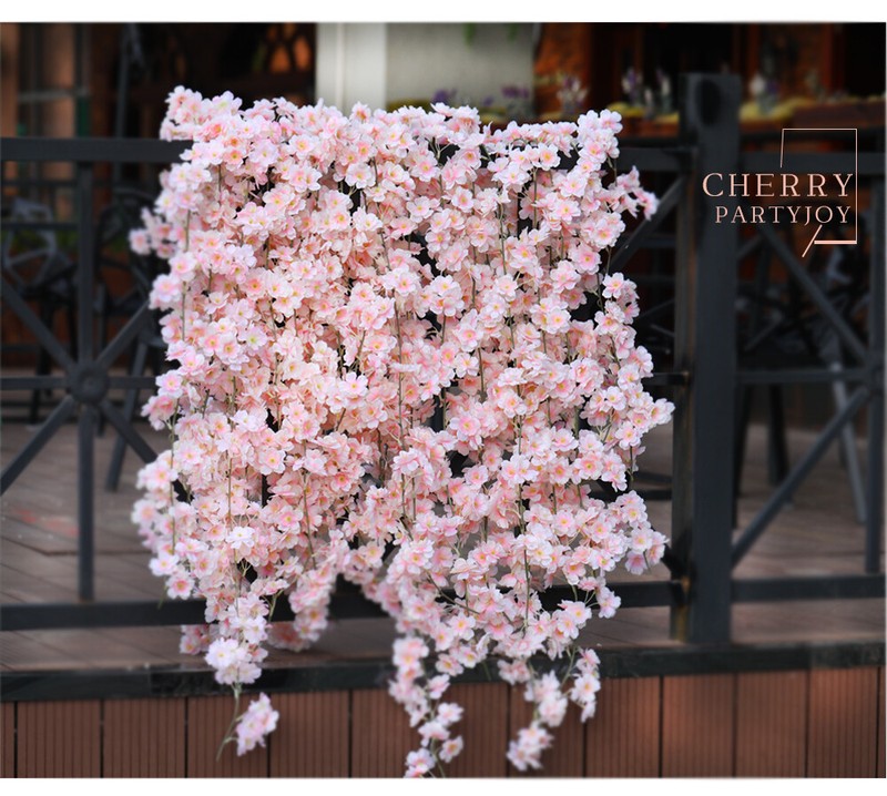 2 Pack Artificial Rose Vine Cherry Blossom Garland Flower Hanging Wedding Party gallery