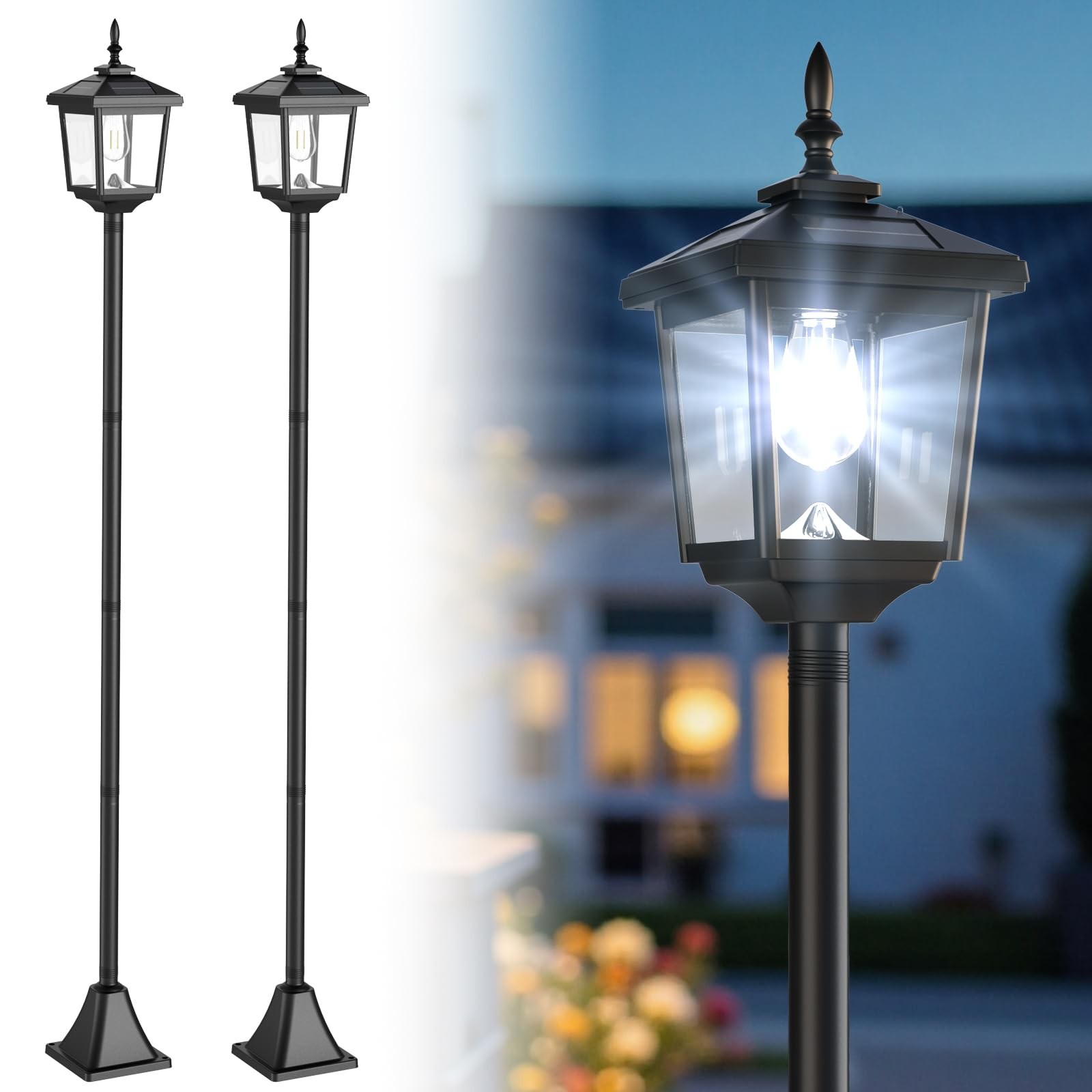 Solar Lamp Post Light Outdoor, Cool White, IP45 Waterproof Solar Post Lights ... gallery