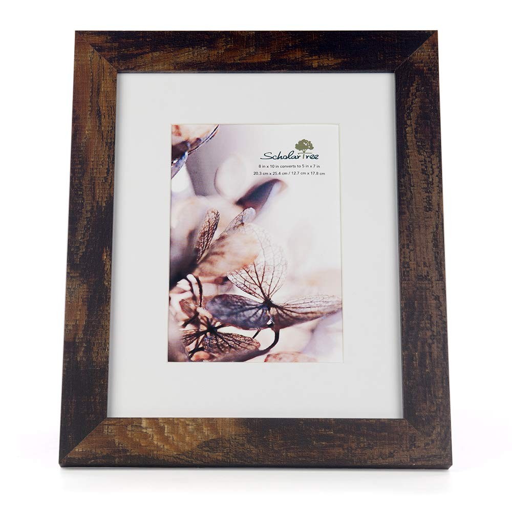 brown 8x10 Picture Frame with Mat,Display 8x10 without Mat or 5x7 with Mat gallery