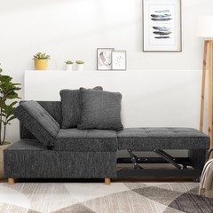 4-in-1 Sofa Bed Pull Out Convertible Chair Bed w/ Adjustable Backrest 2 Pillows