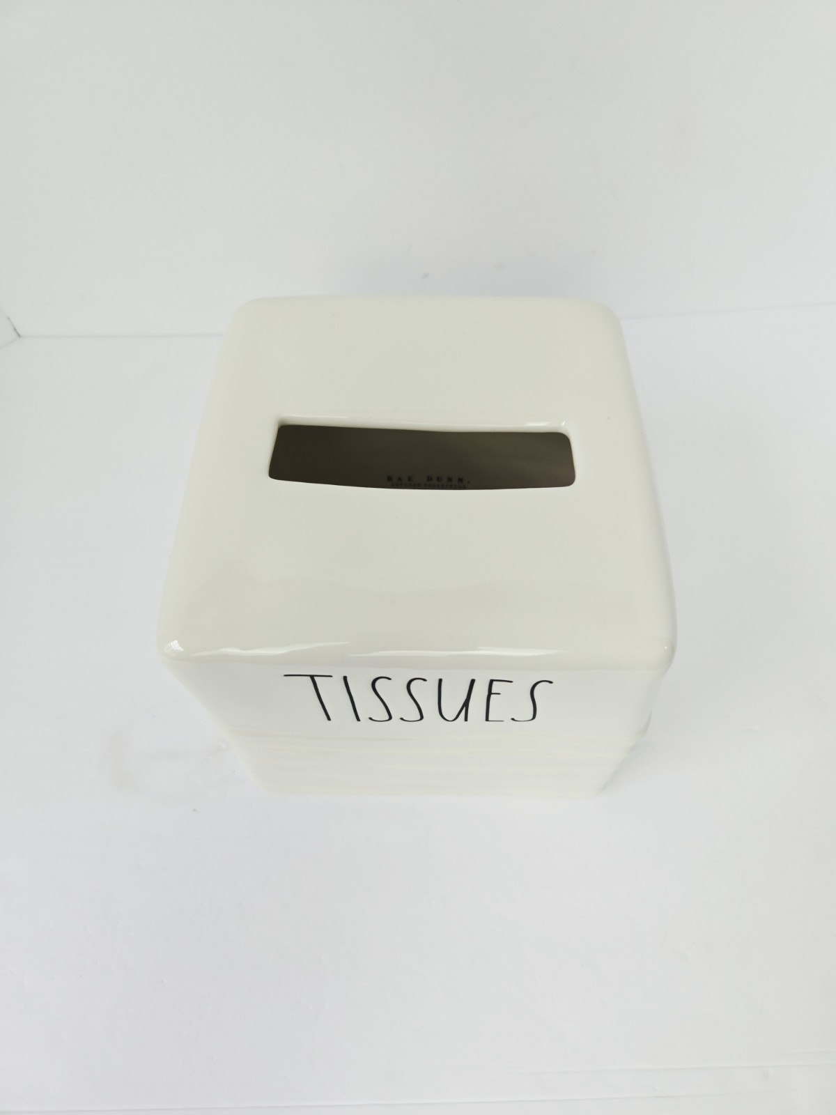 Rae Dunn Tissues tissue box cover ceramic NEW ribbed gallery
