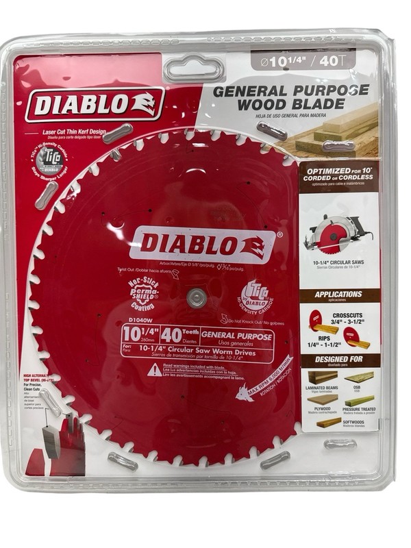 DIABLO Laser Cut Thin 10-1/4? 40 teeth General Purpose Wood Saw Blade D1040W gallery