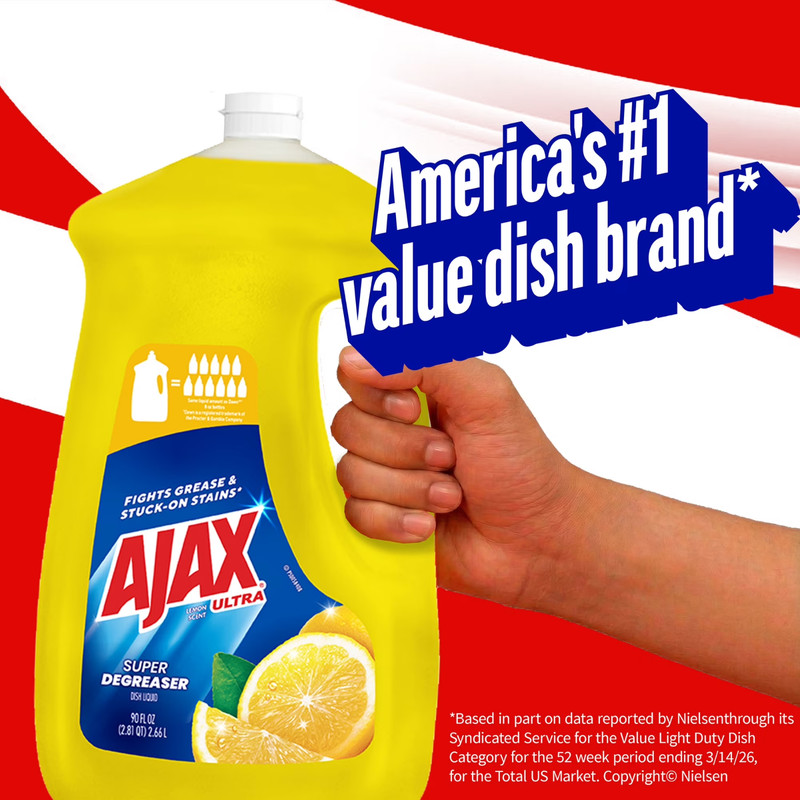 Ajax Ultra Liquid Dish Soap Lemon Scent, Super Degreaser, 90 fl oz Bottle gallery