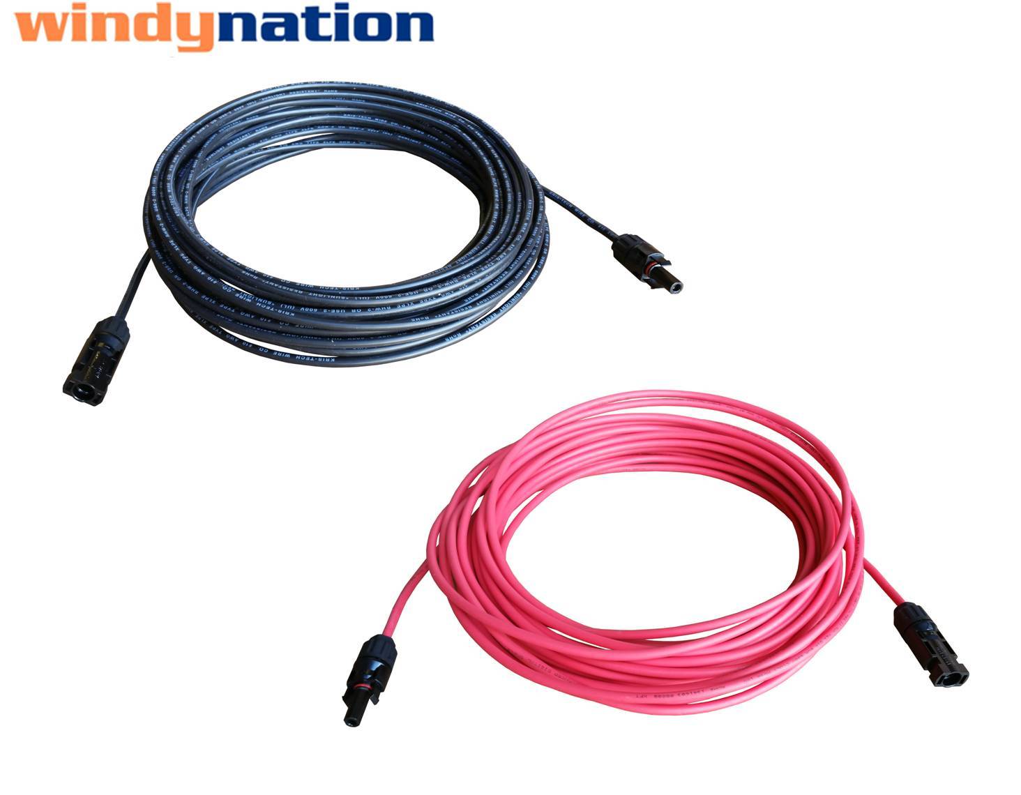 Pair Black + Red Solar Panel Extension Cable Wire Solar Connectors 10 or 12 AWG gallery