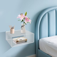Wall-Mounted Bedside Table Acrylic Floating Nightstand No Assembly Required