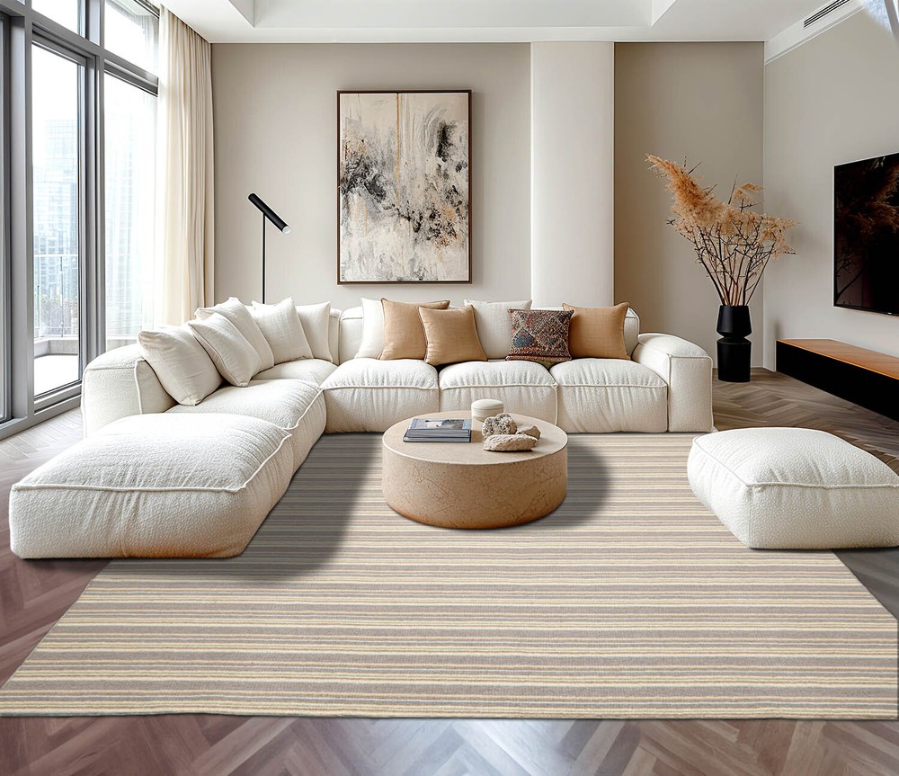 LoomBloom Multi Sizes Multi Color Hand Woven Striped New Zealand Wool Area Rug