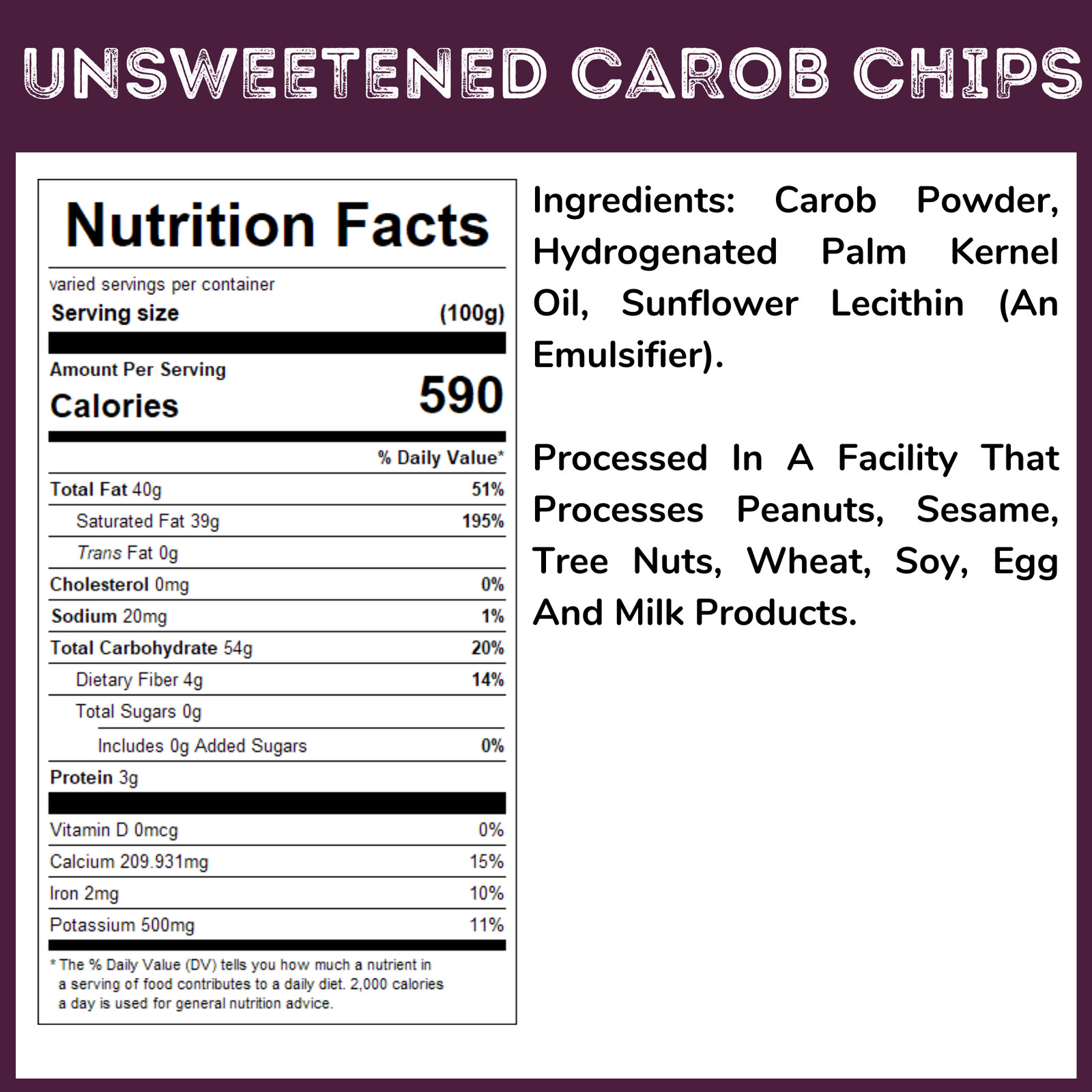 Unsweetened Carob Chips - Pick a Size - Free Expedited Shipping! gallery