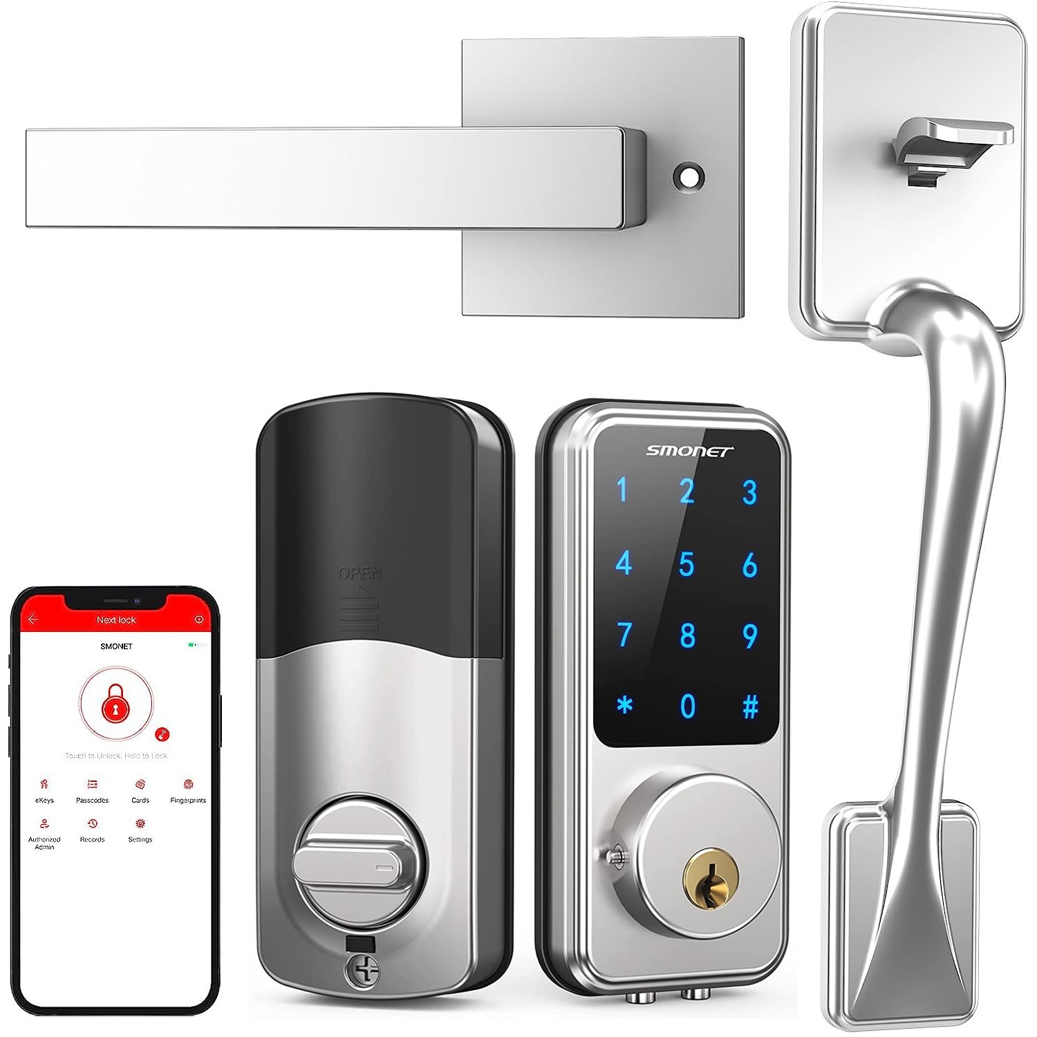 Smart Front Door Lock Set with Handle Keyless Entry Digital Kepad Deadbolt APP gallery