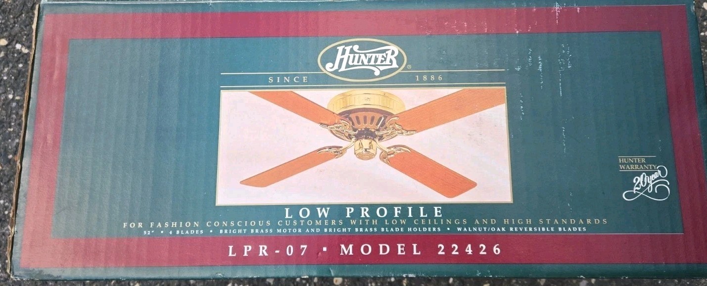 Vintage Hunter Original 52" Ceiling Fan Low Profile - Bright Brass - 22426 gallery