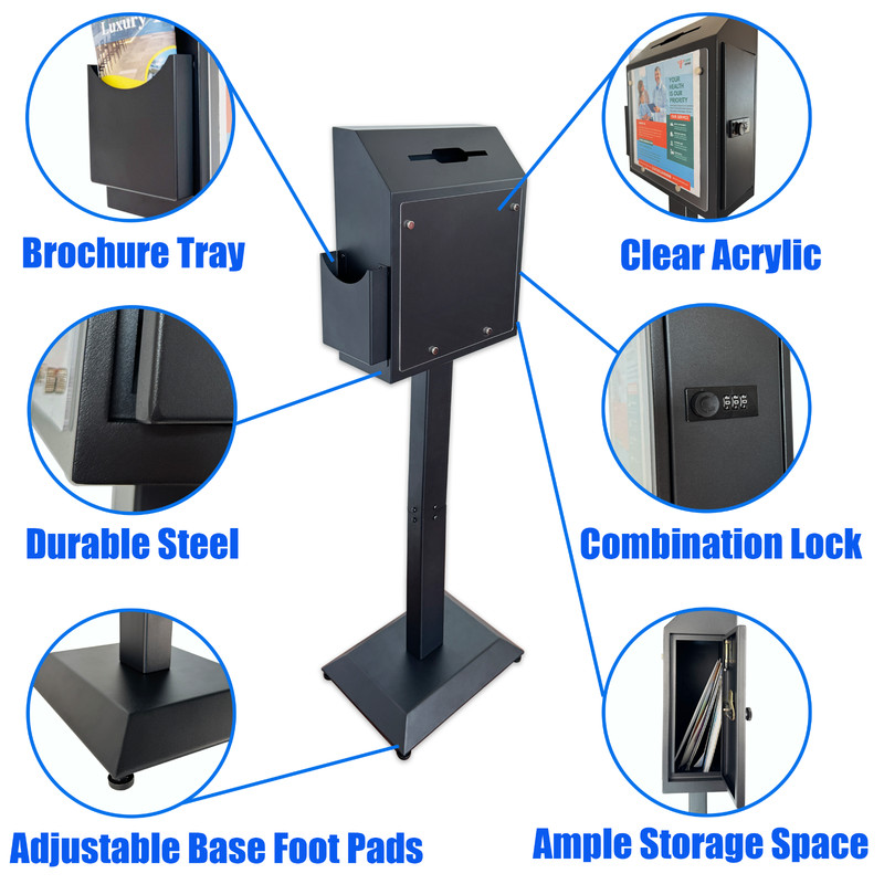 OPEN BOX Suggestion Box, Floor Standing Offering Box with Combination Lock gallery