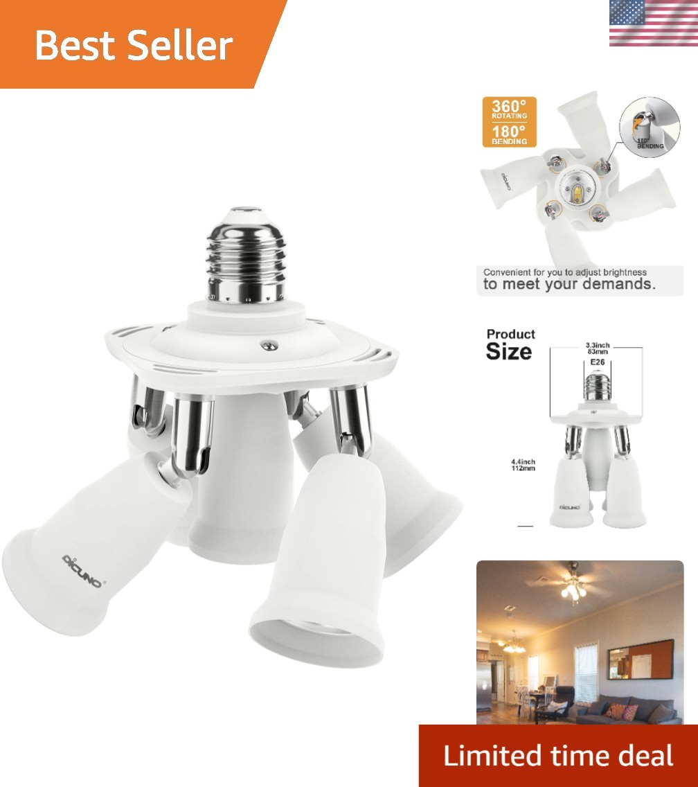 5-in-1 E26 Light Socket Splitter Adapter: Adjustable & Safe Lighting Solution gallery