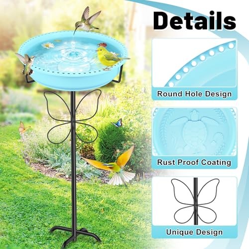 37In Bird Bath for Outside, 2-in-1 Birdbath & Birdfeeder with Detachable Blue gallery