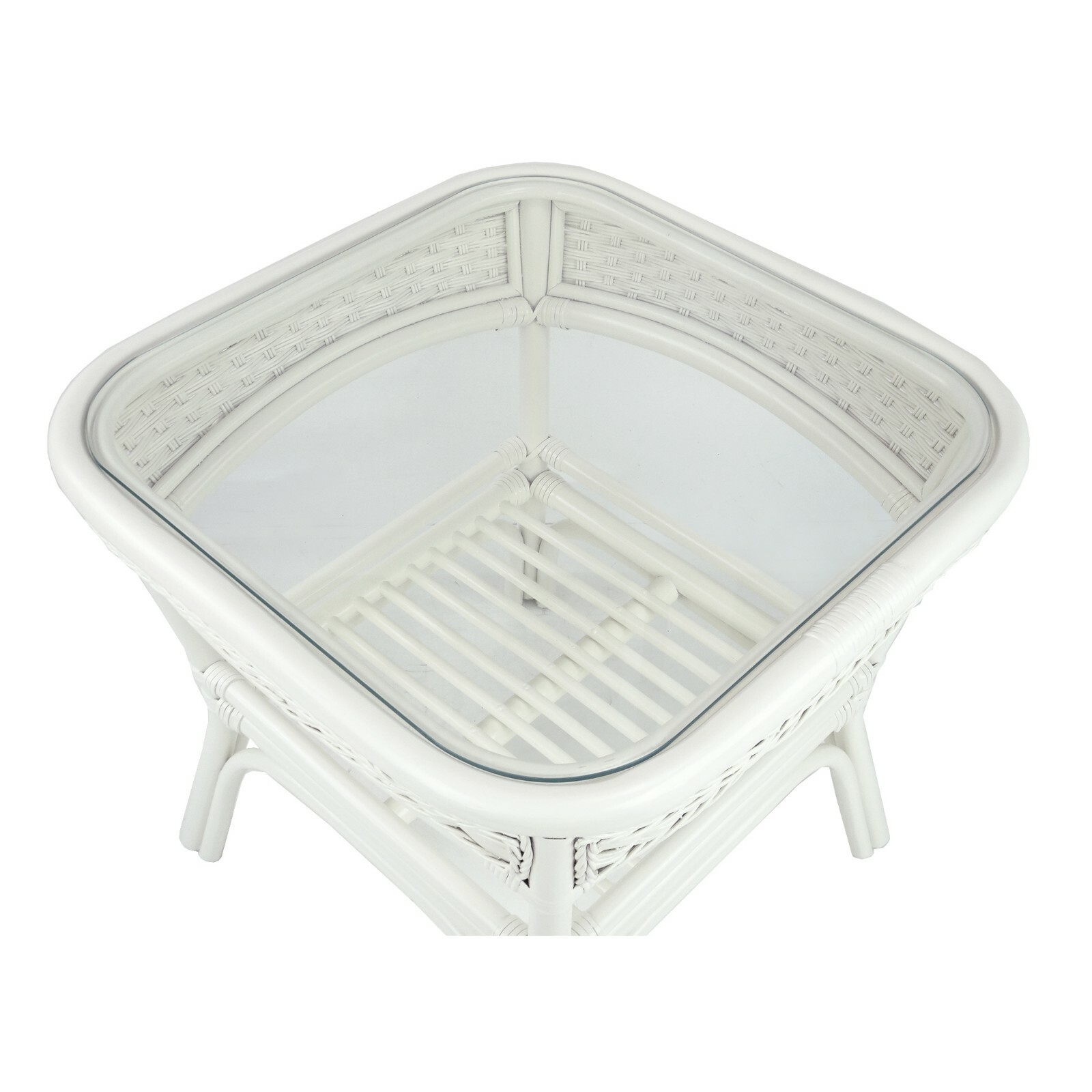 Alexa Square Coffee Table White Color Natural Rattan Wicker Handmade Design gallery