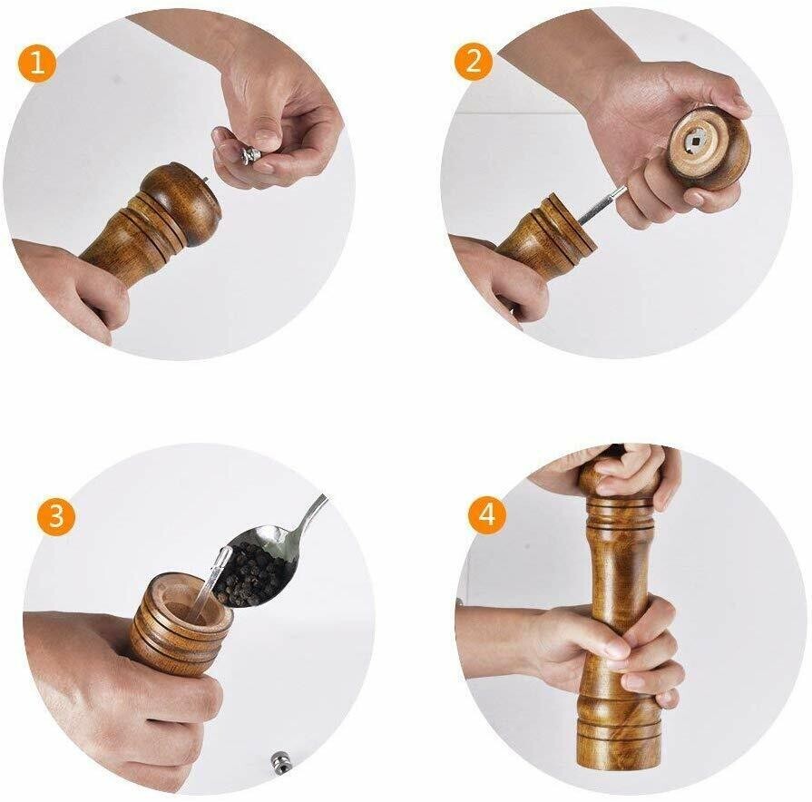 Kitchen Tools Cooking Pepper Grinder Hand Movement Wood Pepper Mill gallery