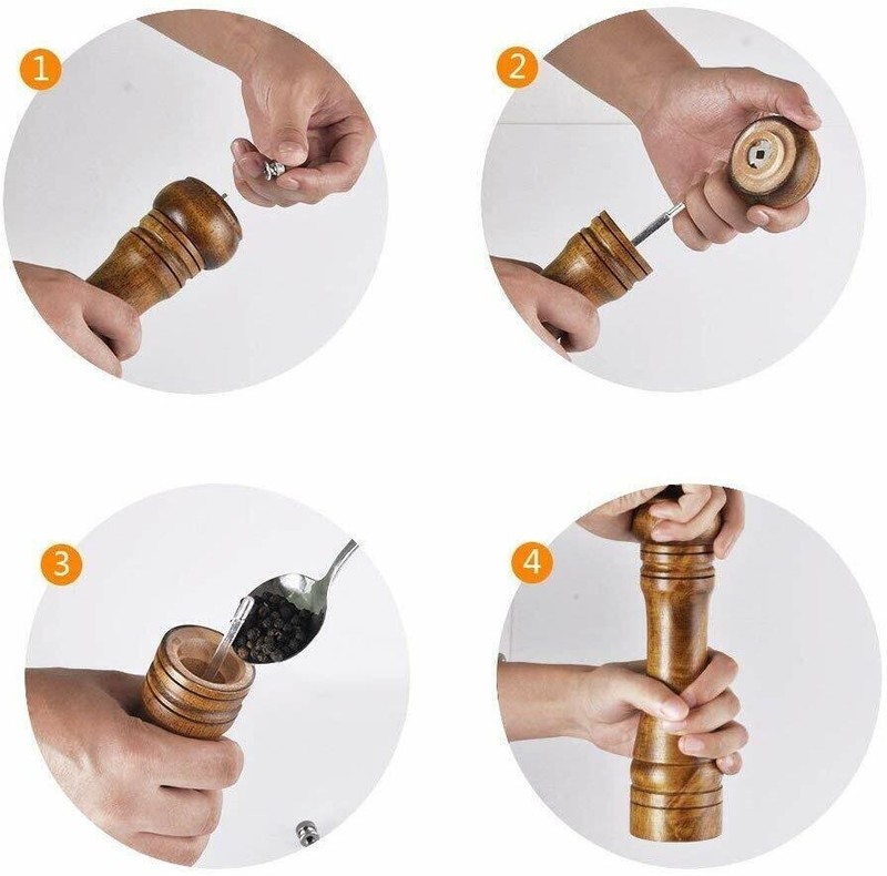Kitchen Tools Cooking Pepper Grinder Hand Movement Wood Pepper Mill gallery