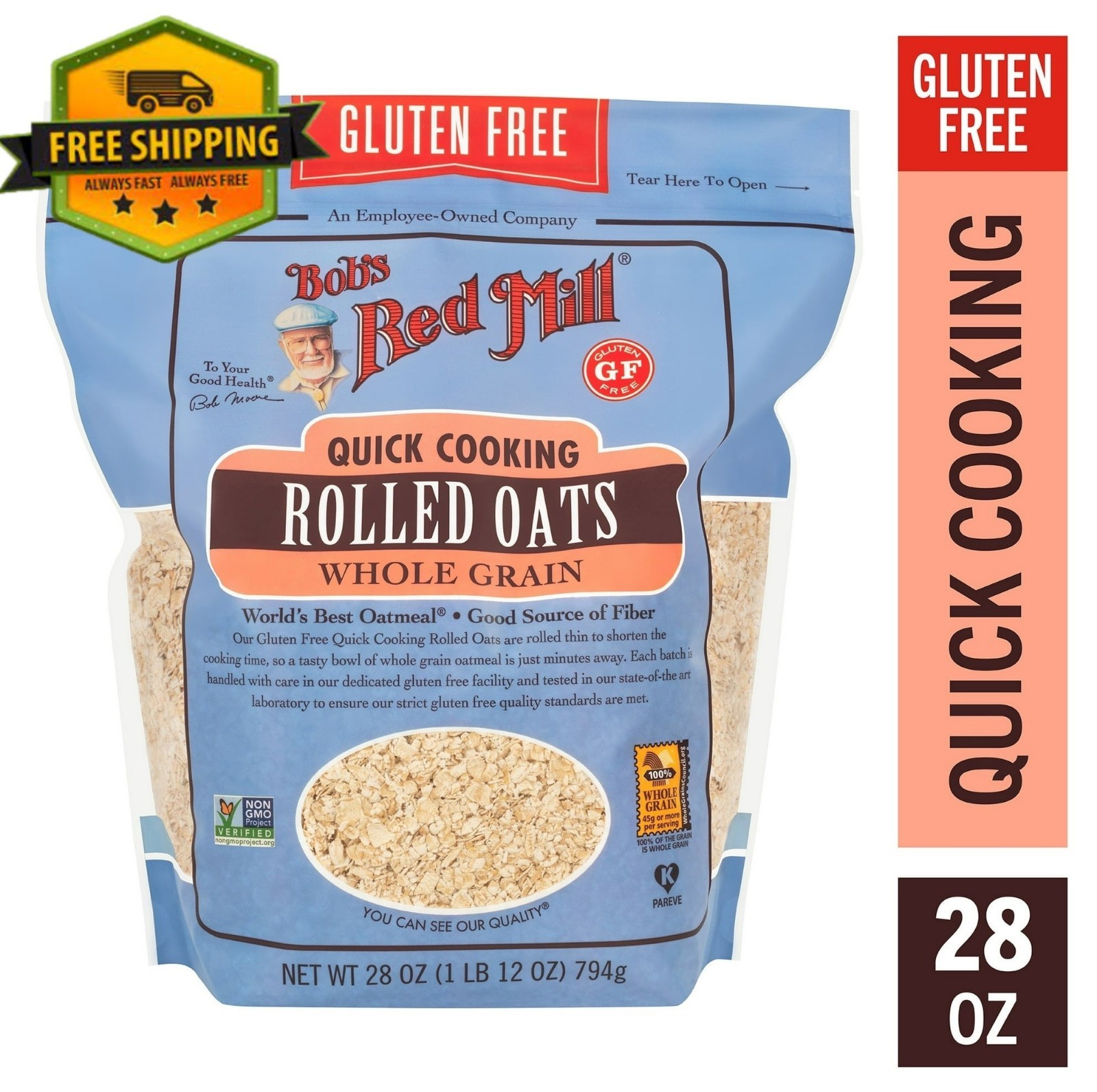 Bob’s Red Mill Quick Cooking Rolled Oats Whole Grain Gluten Free 28 oz gallery