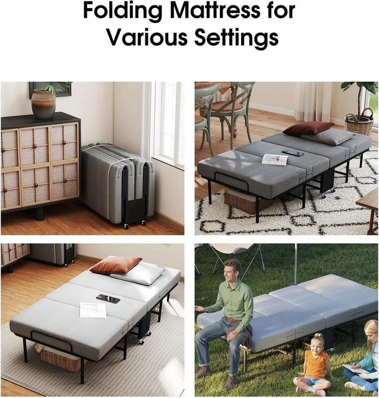 38Inch Rollaway Folding Bed& Thick Mattress with Detachable washable Cover Cot gallery