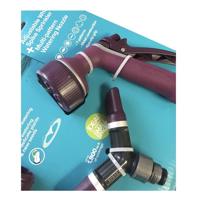 GILMOUR Adjustable Whirling Spike Sprinkler & Multi Pattern Watering Nozzle Set gallery