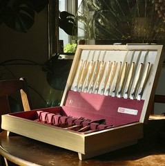 Vintage Gold Electroplate Flatware Service for 12 UNF617 Japan Mid Century
