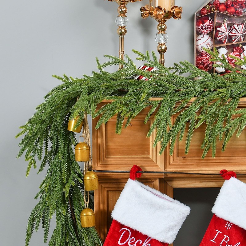 2 PCS 9 FT Artificial Norfolk Pine Garland, Real Touch Christmas Garland, Fau... gallery