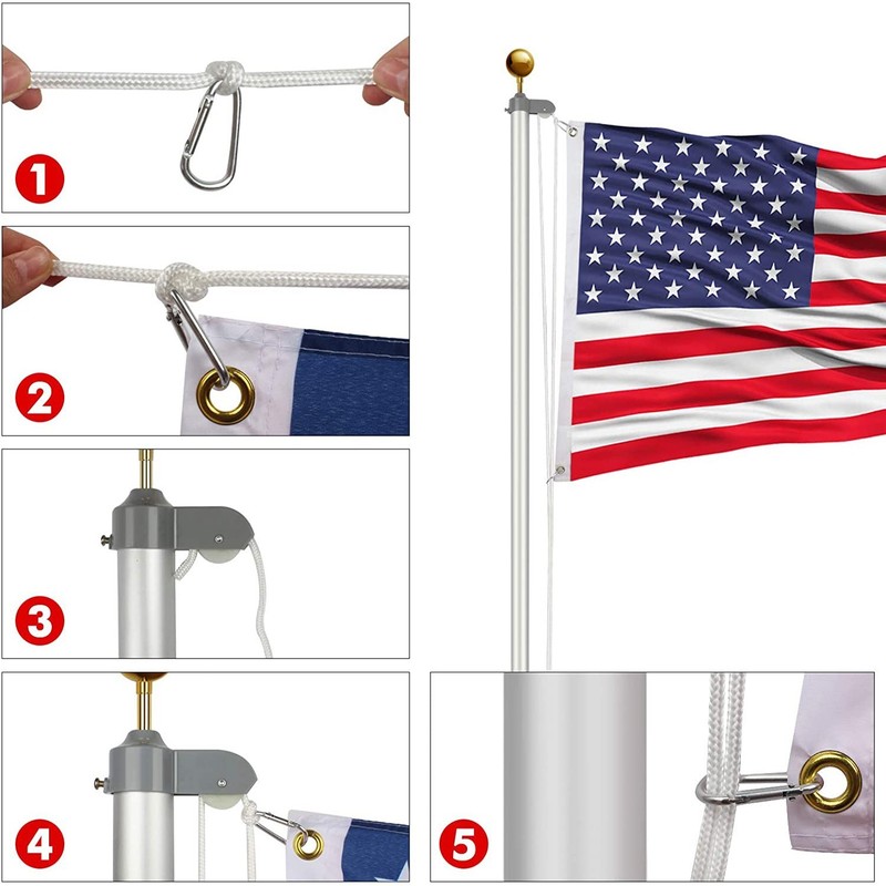 20 FT Sectional Flag Pole Kit Extra Thick Aluminum Flagpole with 1 Flag 2 Rope gallery