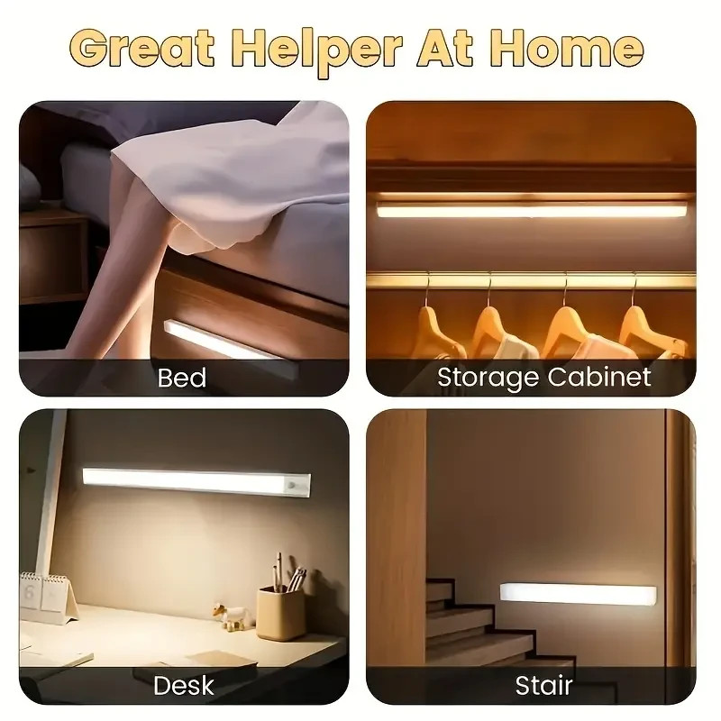 Under Cabinet Closet Motion Sensor Light USB Rechargeable Kitchen Lamp strip gallery