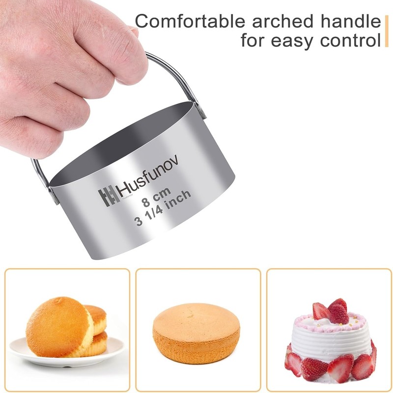 Biscuit Cutter Set Round Cookie Cutters with Handle 5 Pieces Stainless Steel New gallery