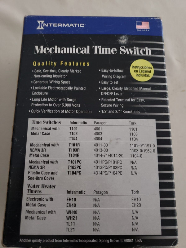 Intermatic T101 SPST Mechanical Time Switch Gray - 120V 40amp gallery