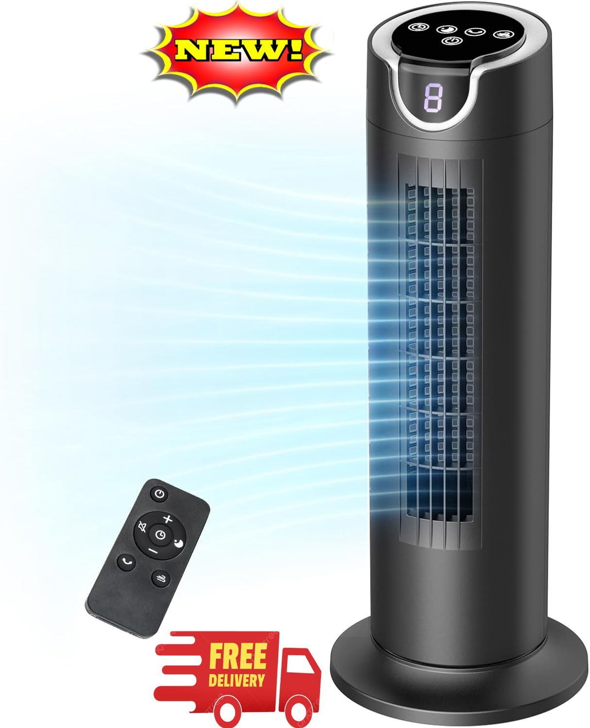 Ventilador de torre para dormitorio, silencioso (25 dB), sin aspas, con control gallery