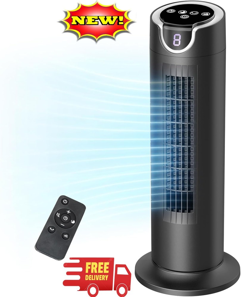 Ventilador de torre para dormitorio, silencioso (25 dB), sin aspas, con control