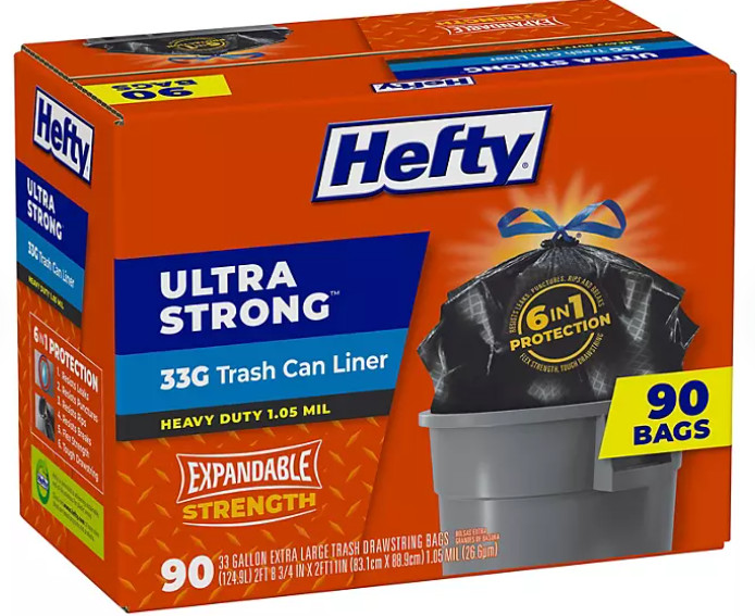 Hefty Ultra Strong Drawstring Trash Bags, Unscented 33 gal., 90 ct. gallery