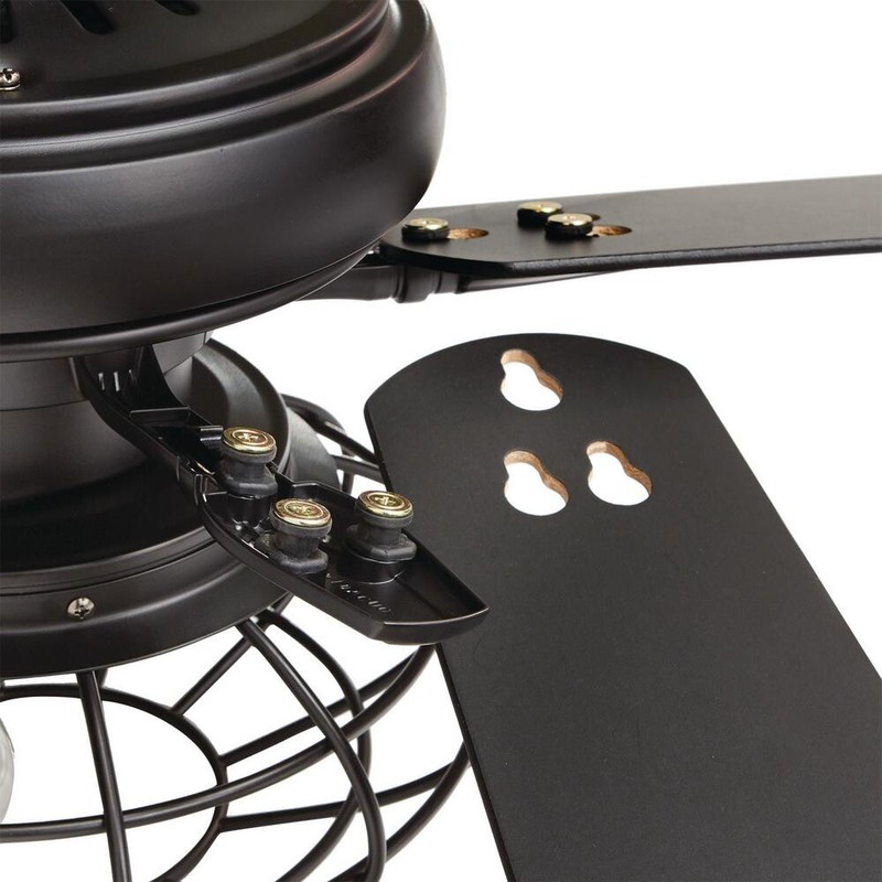 52 in. Elegant Weathered LED Ceiling Fan Industrial Iron Cage Farmhouse Light gallery