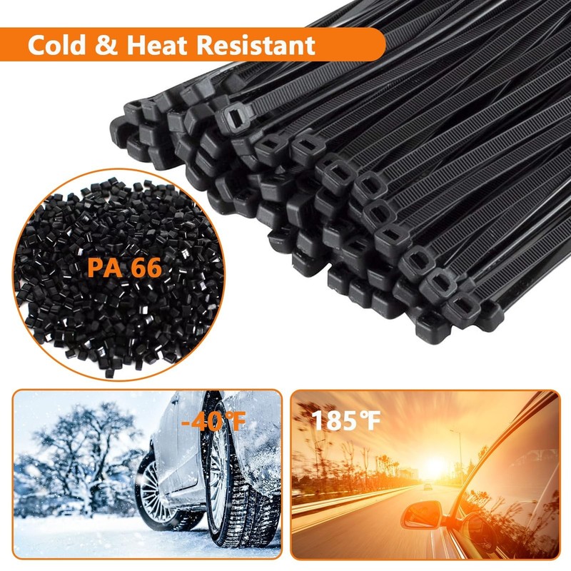 500Pcs Zip Ties Assorted Sizes Black Zip Ties with Screw Hole 100Pack 4/6/8/1... gallery
