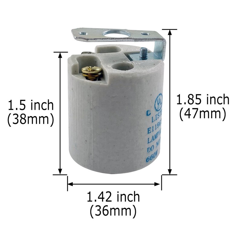 E26 E27 Medium Base Ceramic Lampholder Socket - Porcelain - 660W-250V Maximum gallery