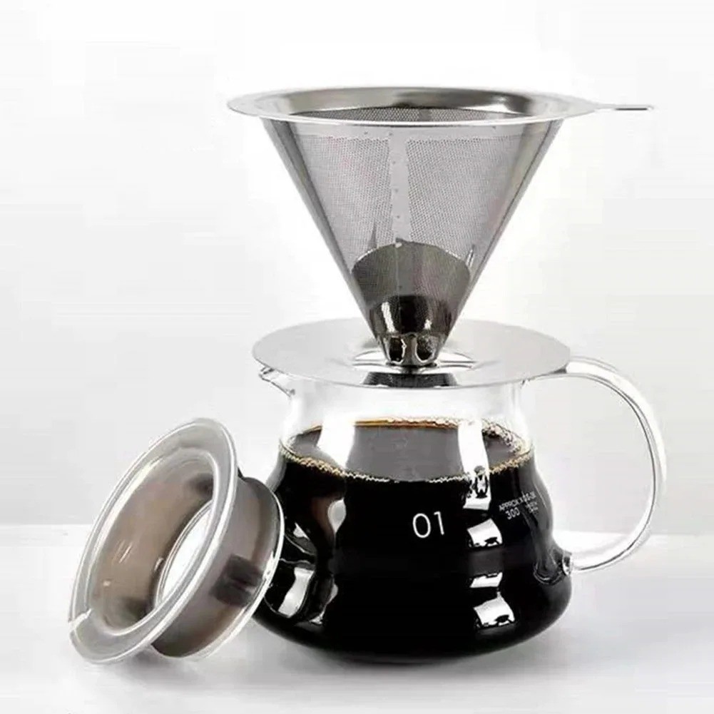 Pour Over Coffee Dripper Slow Drip Paperless Coffee Filter Double Mesh Stainless gallery