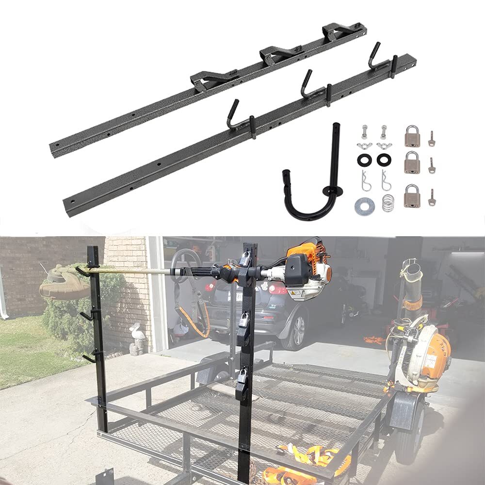 TIEWARDS 3-Place Weeder Trimmer Rack Holder for open Landscape Trailer Lockable gallery