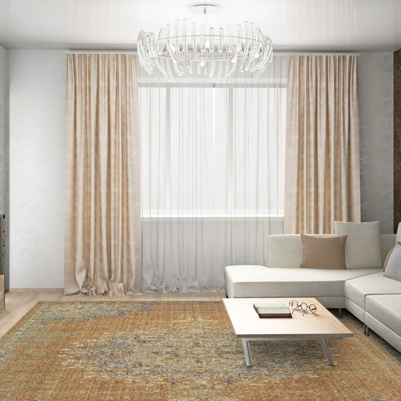 63 X 91 Coffee Wool Rug gallery